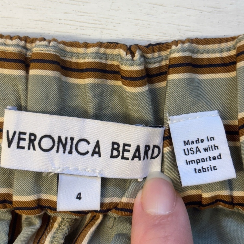 Veronica Beard Elbe striped short 4 High Rise Green Seafoam - Picture 10 of 13